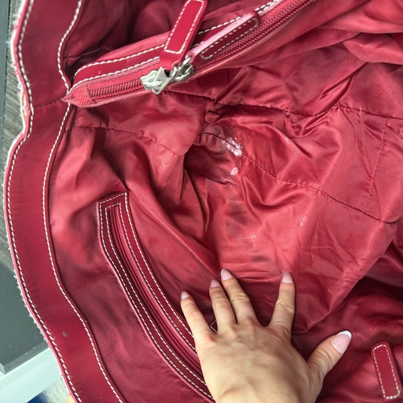 Ralph Lauren Wine Red Tote Bag with RLL Monogram Leather Silver Hardware - Picture 11 of 14